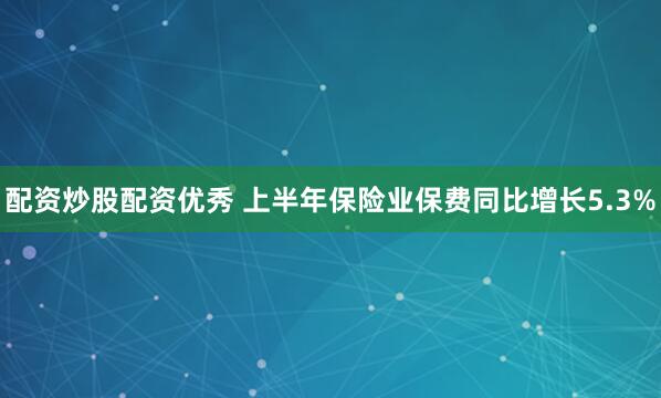 配资炒股配资优秀 上半年保险业保费同比增长5.3%